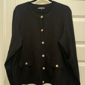 Adrienne Papell Black Cardigan with Gold Buttons XL